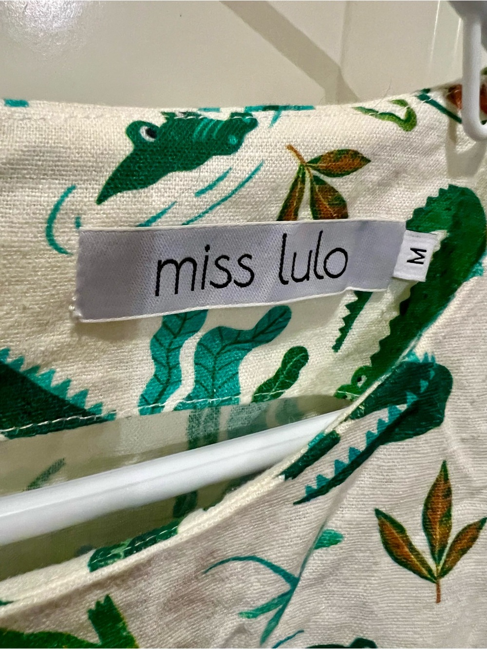 Miss Lulo Green Gator Print Dress - Linen Blend
